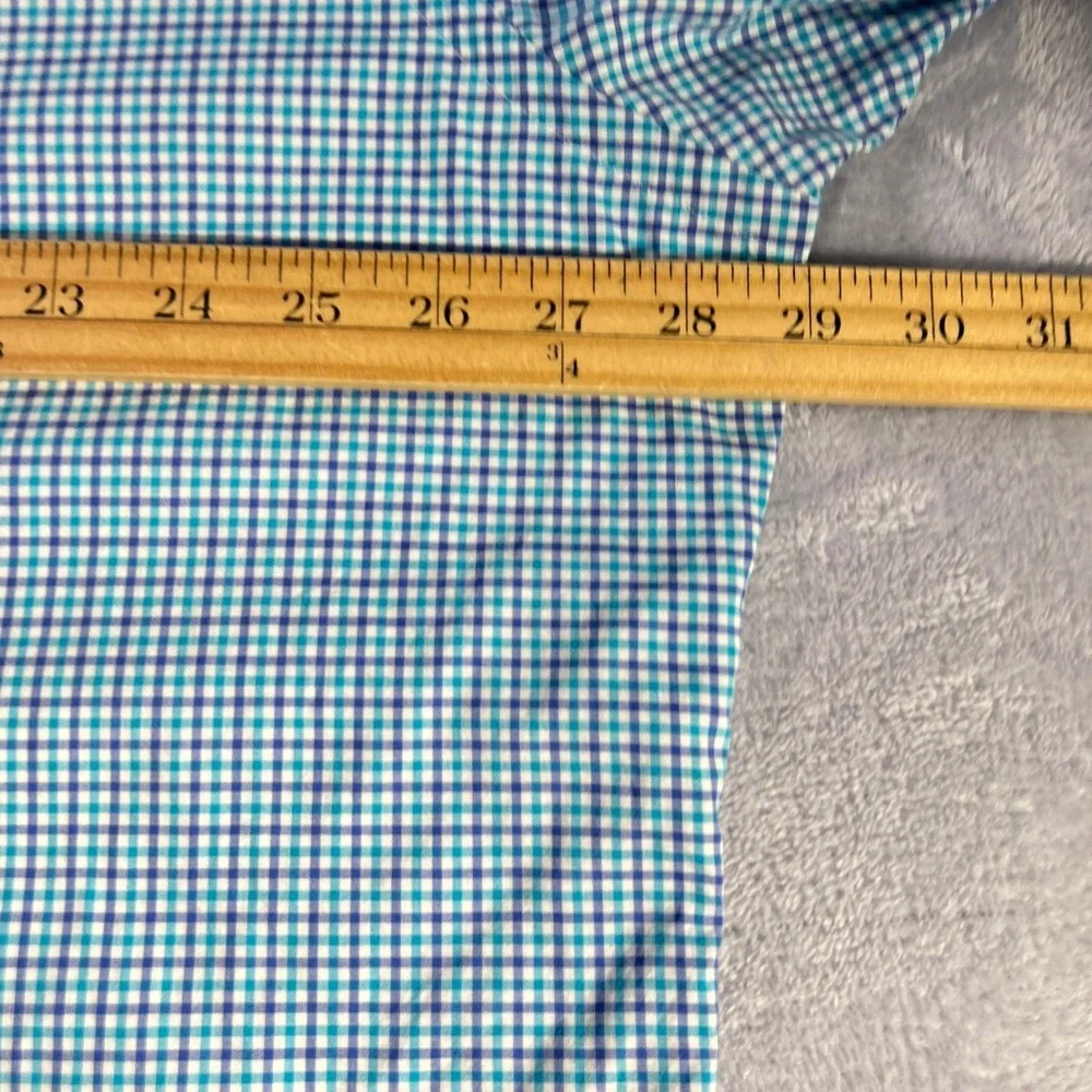 Polo Ralph‎ Lauren Custom Fit Stretch Poplin Shirt Men XXL Blue White Gingham